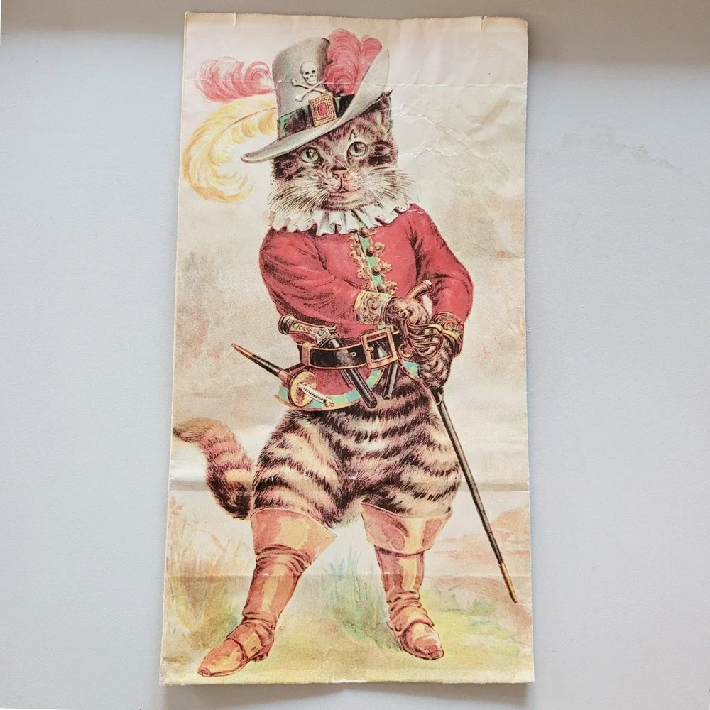 RARE Mrs. Grossman's Paper Company Cat Gift Bag Pirate Kitten Vintage 1981 party
